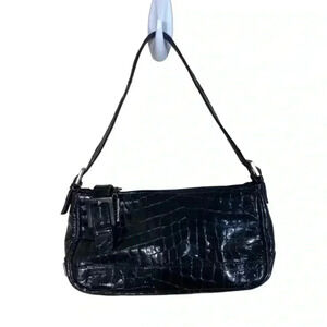 Stuart Weitzman croc embossed mini Y2k shoulder bag